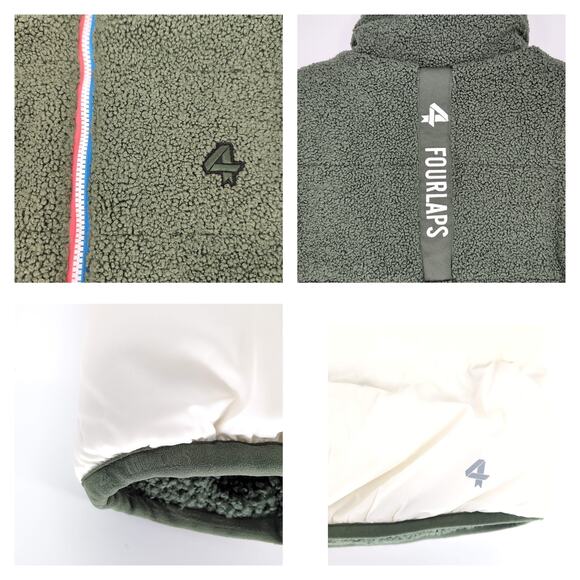 Fourlaps Polar Quilted Reversible Unisex Thyme/White Sherpa Jacket - Size S -NWT - Picture 7 of 15